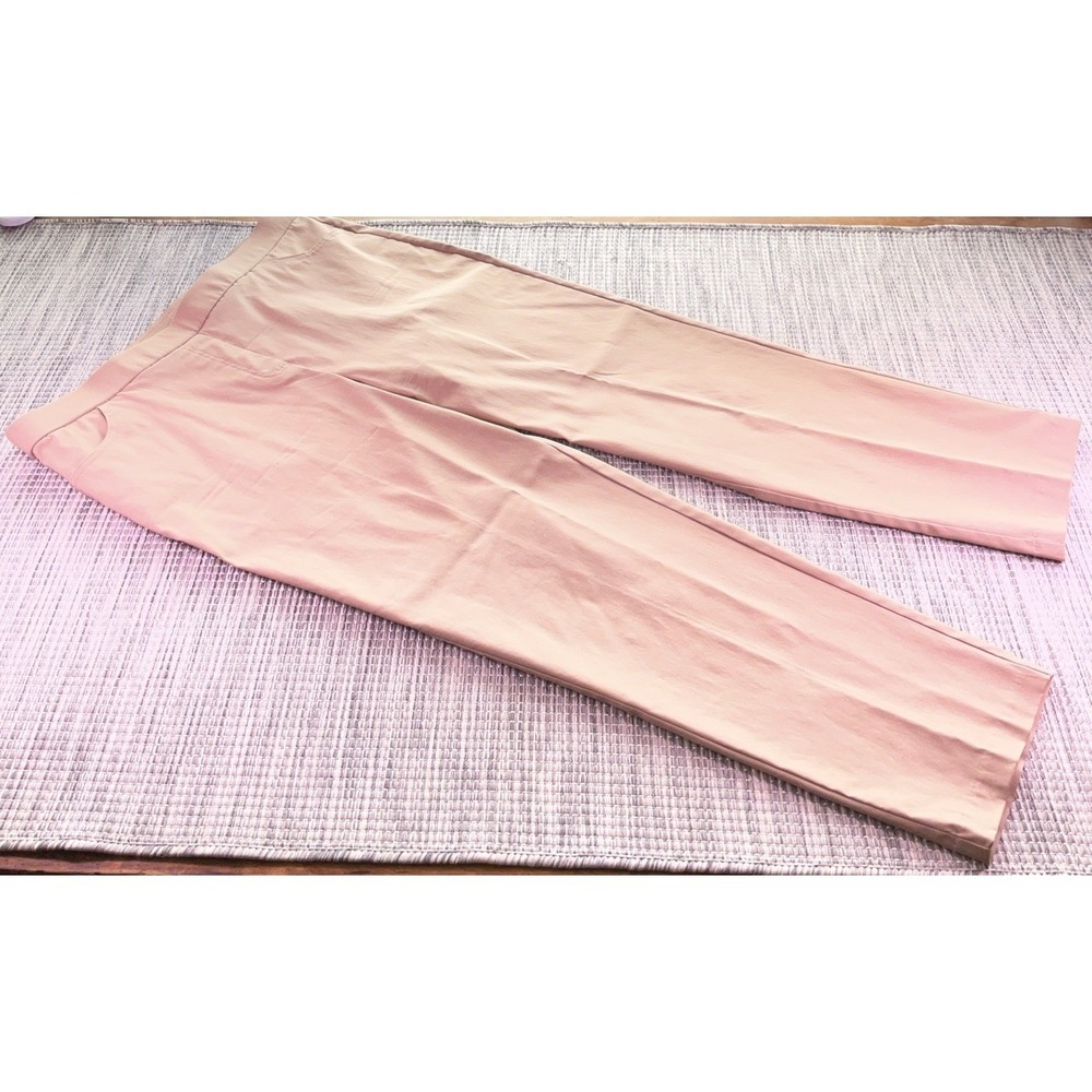 Alfred Dunner Womens Beige Elastic Waist Straight Leg Solid Pants Size 16